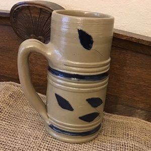 Vintage Salt glaze pottery. Cobslt blue hand painted.